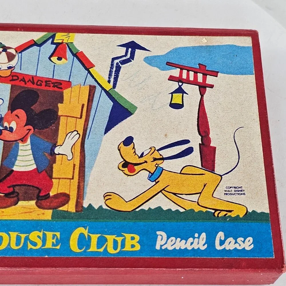 Walt Disneys Mickey Mouse Club Pencil Case Vintage 1950s